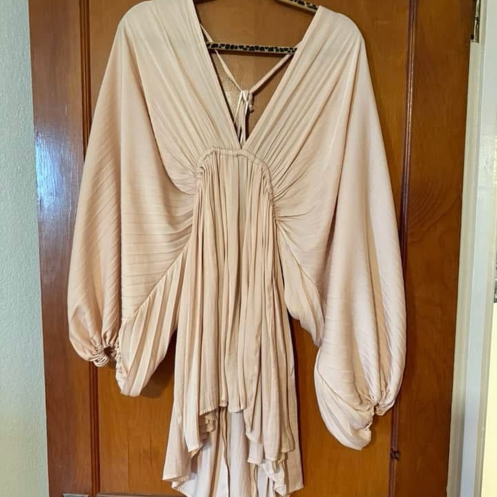Elegant Pleated Blush Tunic Top